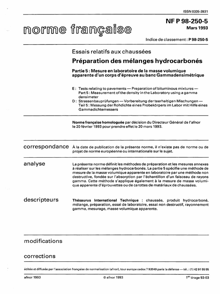 NF P 98-250-5 - Mars 1993 | PDF