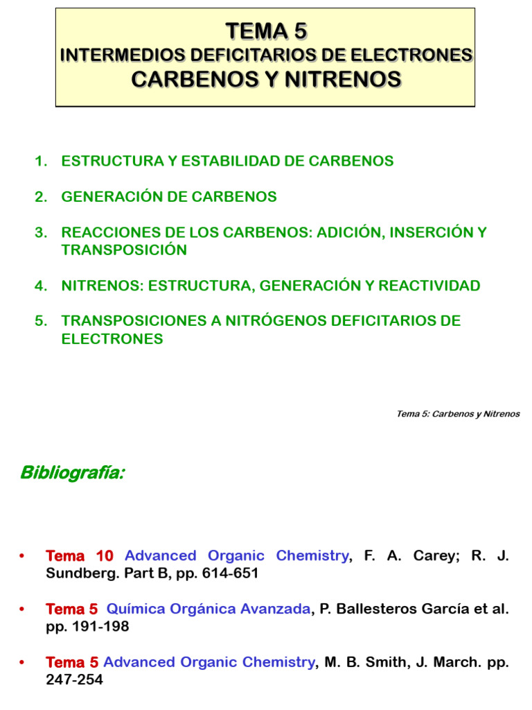 Carbenos y Nitrenos: Estructura y Reactividad | PDF | Química ...