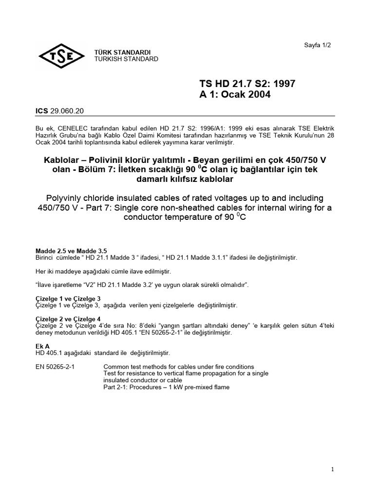 TS HD 21.7 S2: 1997 A1: Ocak 2004 | PDF
