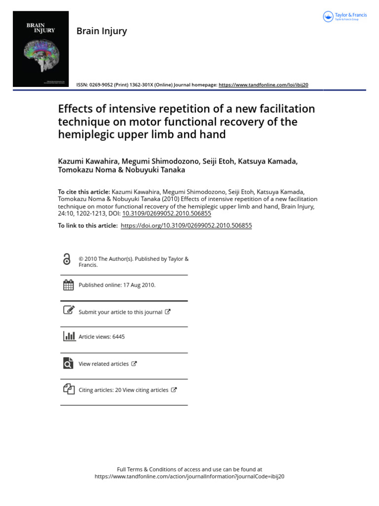 Motor Recovery in Hemiplegic Patients | PDF | Anatomical Terms Of ...