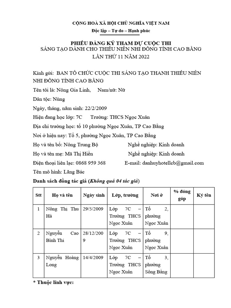 lớp 7c. mẫu đki | PDF