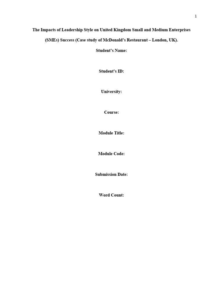 Leadership Styles Impact on UK SMEs | PDF | Leadership | Small And ...
