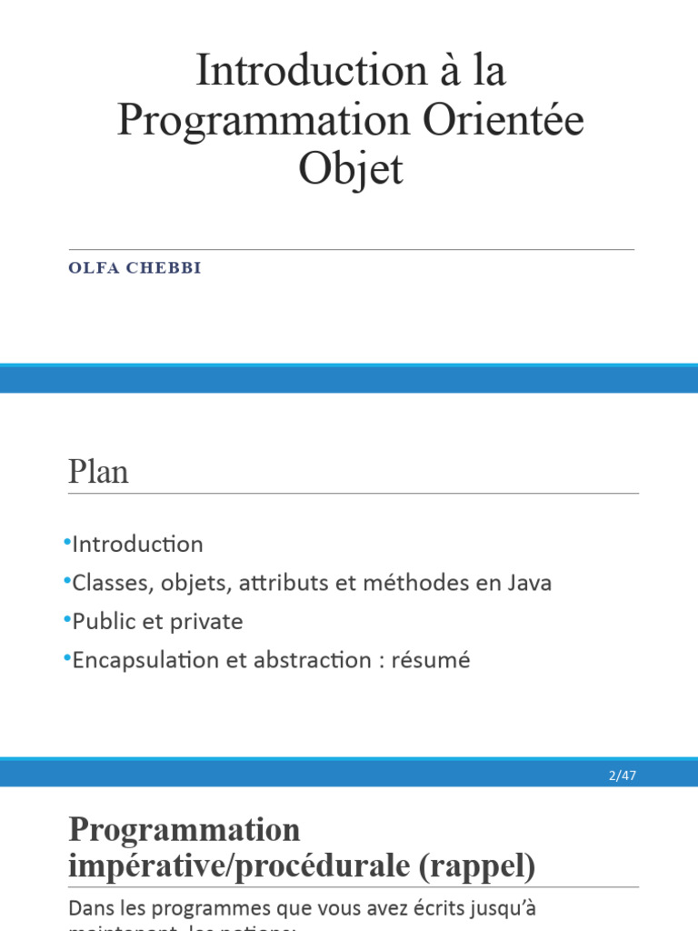 Introduction à la Programmation Objet | PDF | Classe (informatique ...