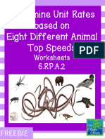 Unit Rate Animal Top Speed Problems