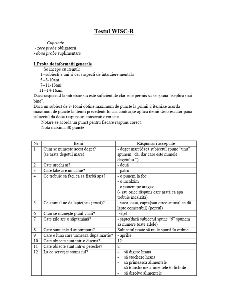 Aplicare Test Wisc | PDF