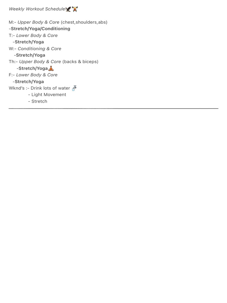 Weekly workout schedule pdf