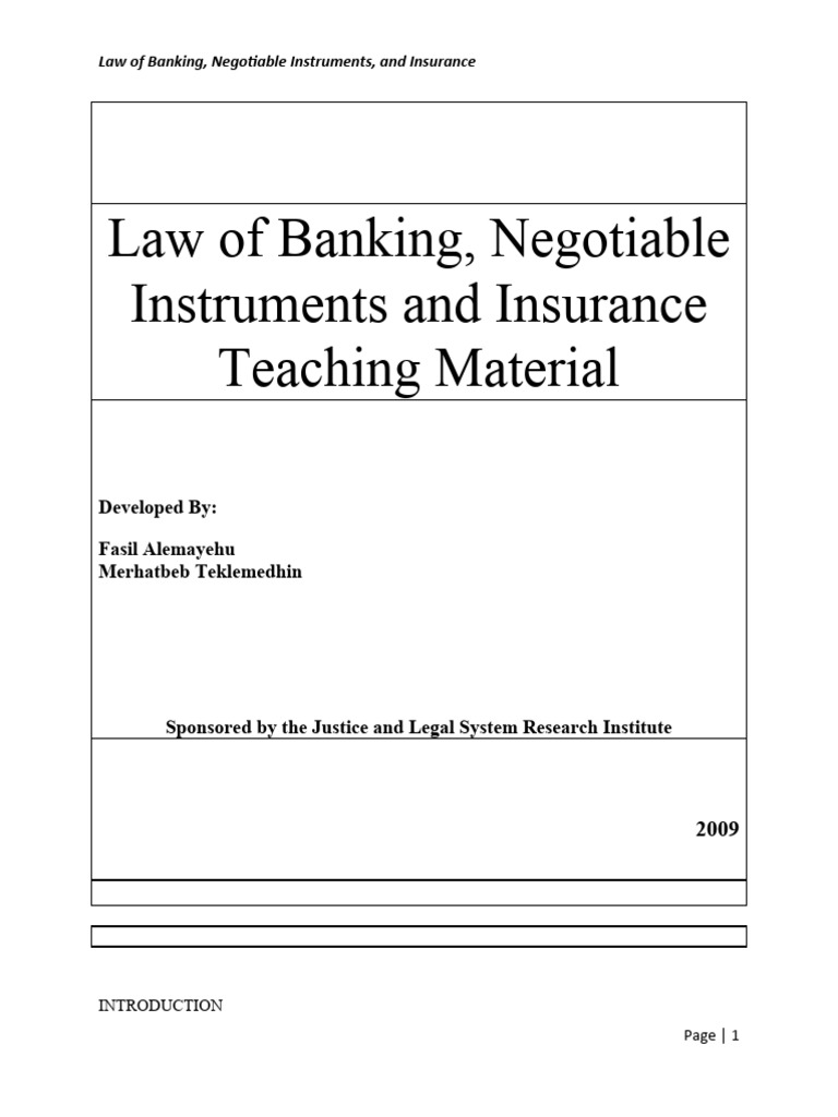 Banking and Negotiable Instruments Law | PDF