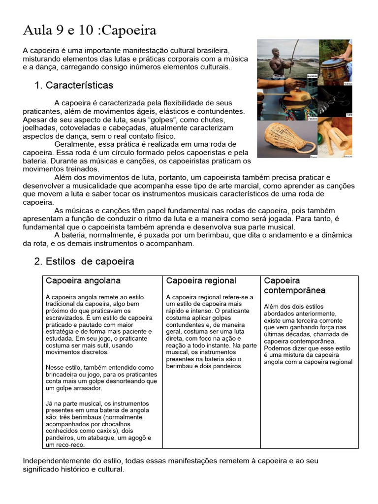 Estilos e Movimentos da Capoeira | PDF
