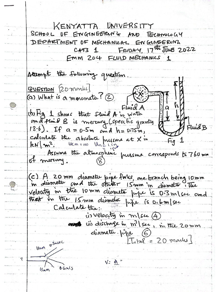 Quizzes On Mechanical Engineering Fluid Mechanics PDF