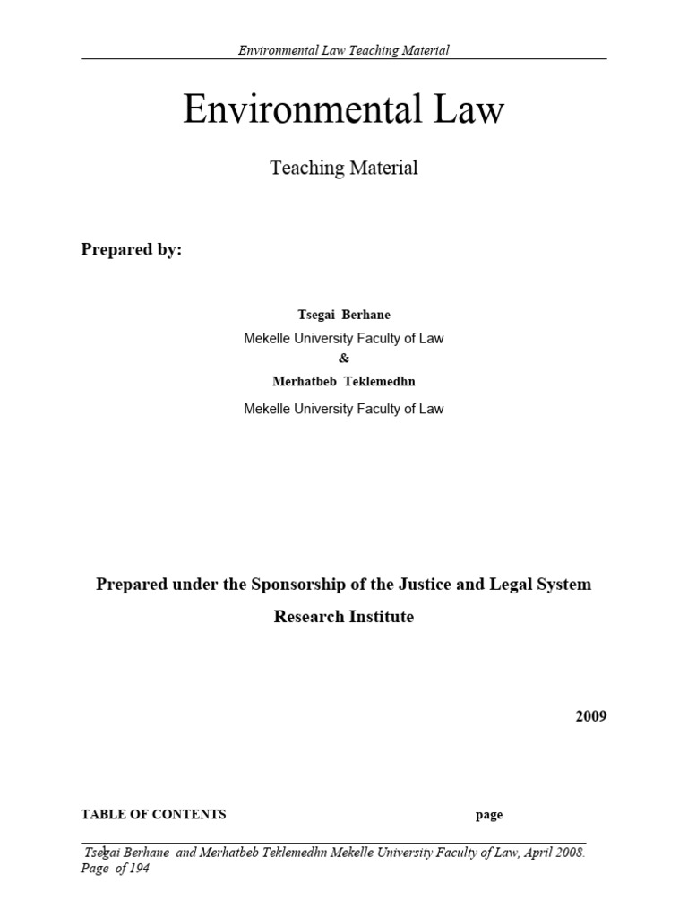 Environmental Law Teaching Resources | PDF | Environmental Law | Pollution