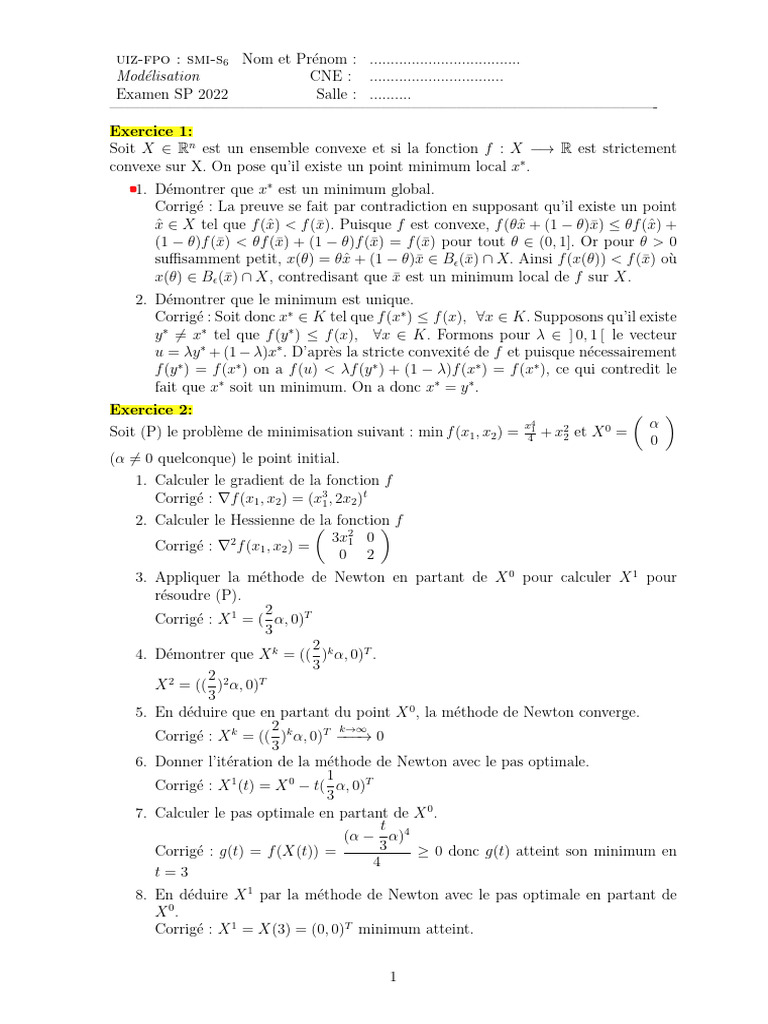 Corrigé de l'exercice d'optimisation | PDF | Optimisation mathématique ...