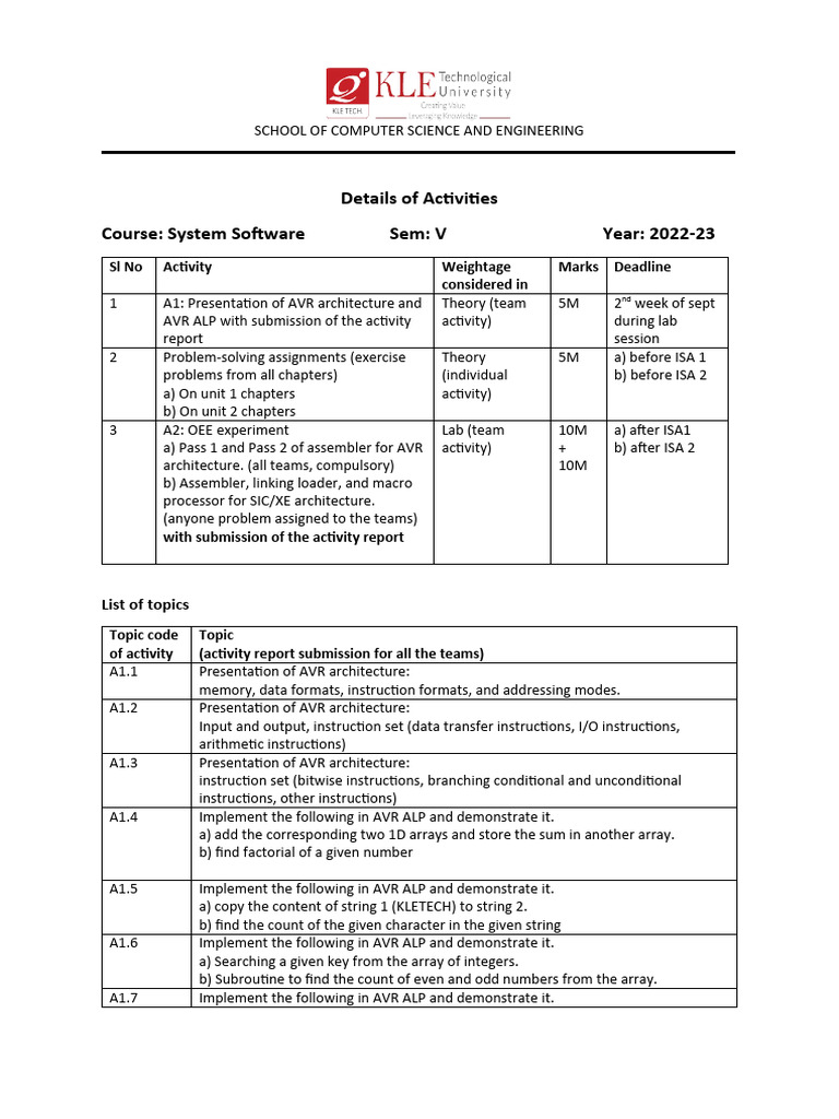 Activities For The Lab | PDF