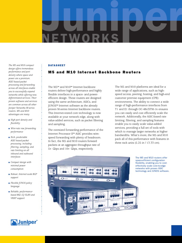 Juniper M5 M10 Datasheet | PDF | Router (Computing) | Routing