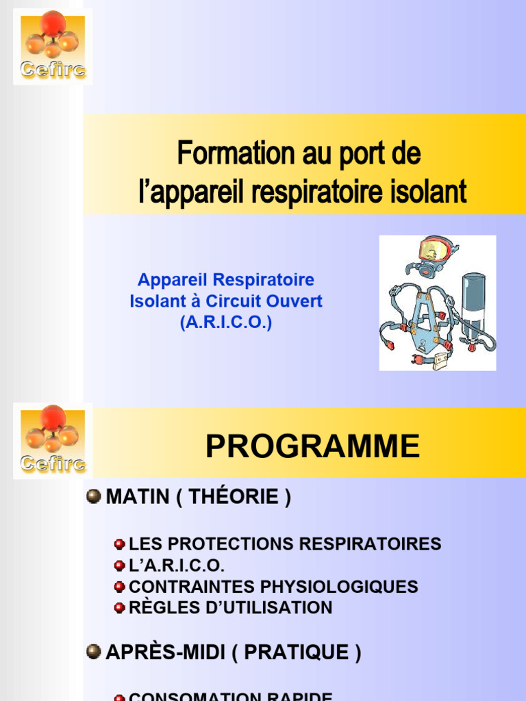 Formation sur l'Appareil Respiratoire Isolant | PDF | Respiration ...