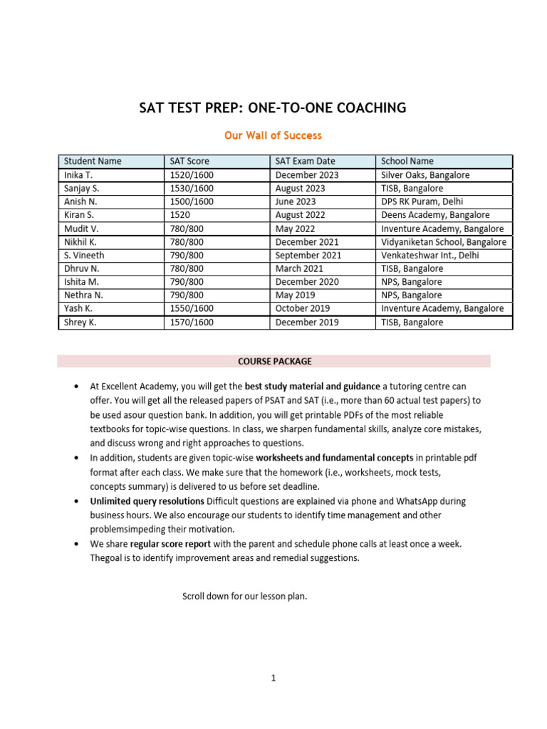 SAT Prep Success Stories & Course Details | PDF