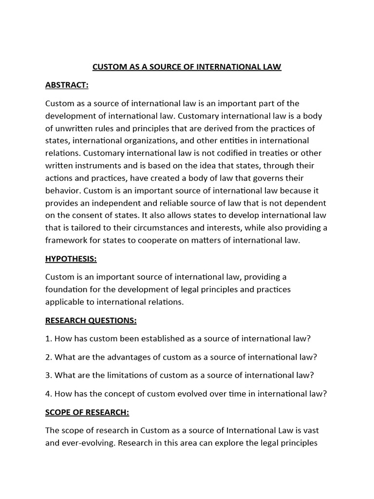 Customary International Law Explained | PDF | International Law | Treaty