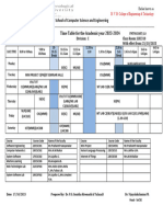 School of Computer Science and Engineering Time Table For The Academic Year 2023-2024