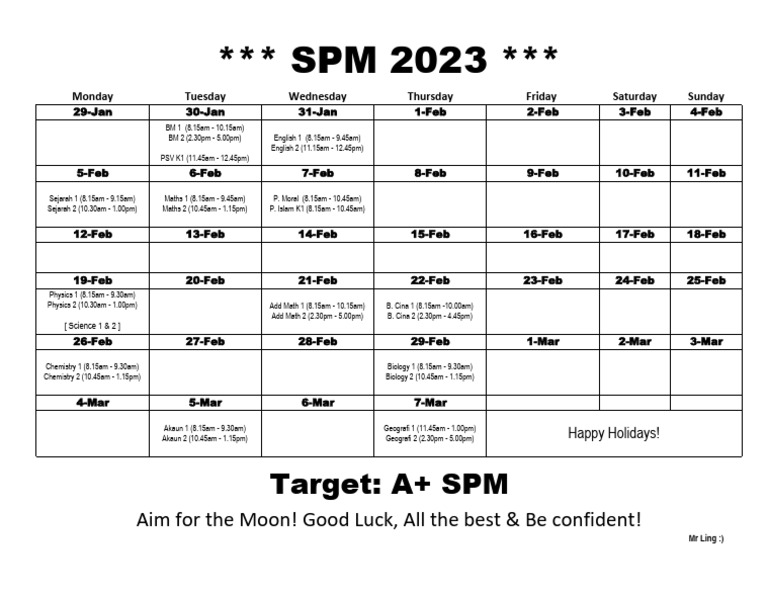 SPM 2023 Timetable PDF
