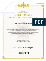 Certificate of Business Partenrship 2023 - 2024 - INK Technology Do Brasil Ltda