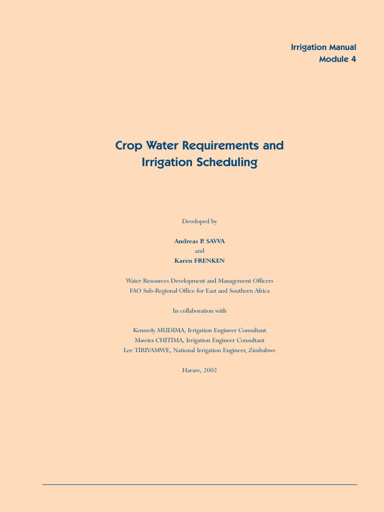Crop Water Needs and Irrigation Scheduling | PDF | Evapotranspiration ...