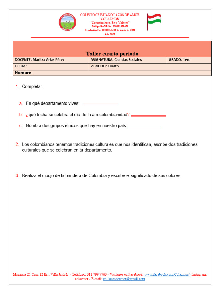 Actividades Taller de Sociales 1ero | PDF