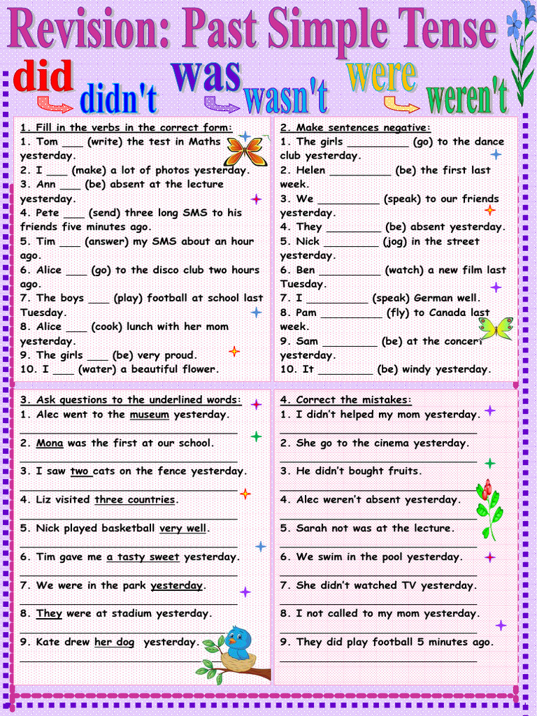 Revision Past Simple Tense - 80066 | PDF | Linguistic Morphology ...