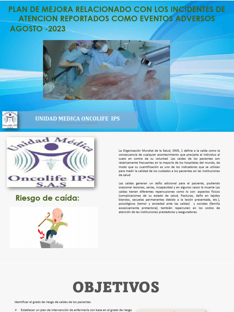 Plan de Mejora en Prevención de Caídas | PDF | Medicina CLINICA ...