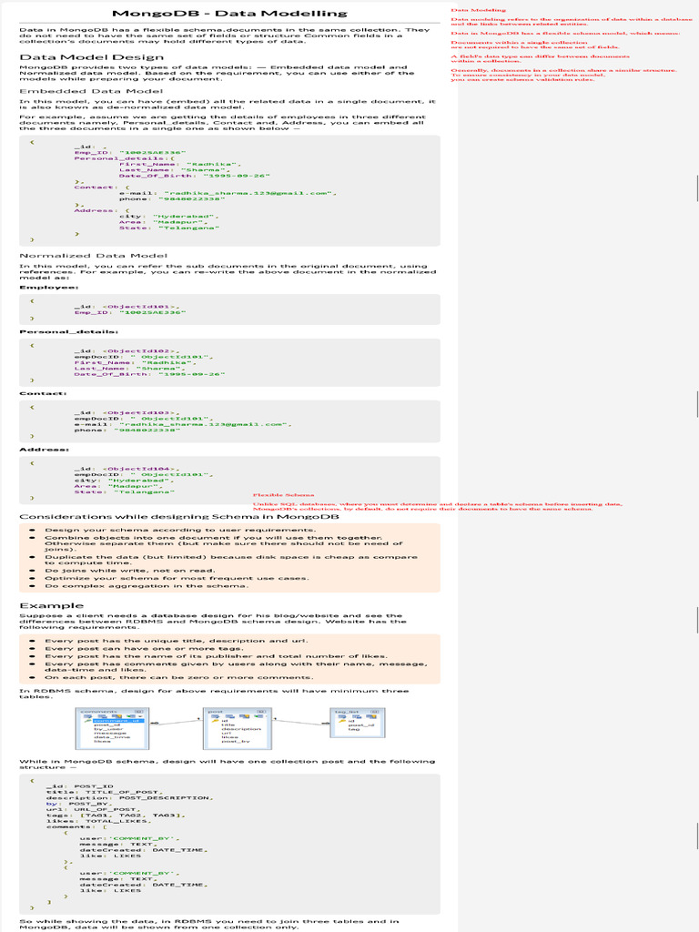 MongoDB Data Model | PDF