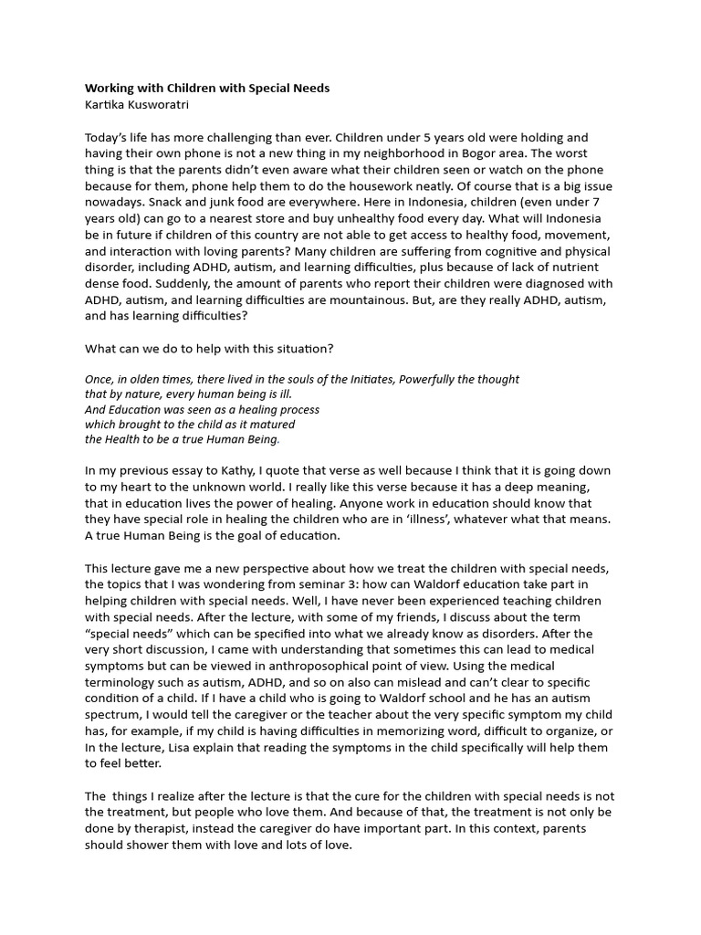 Working With Children With Special Needs | PDF | Autism Spectrum ...