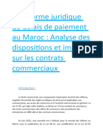 La Reforme Juridique de Délais de Paiement Au Maroc