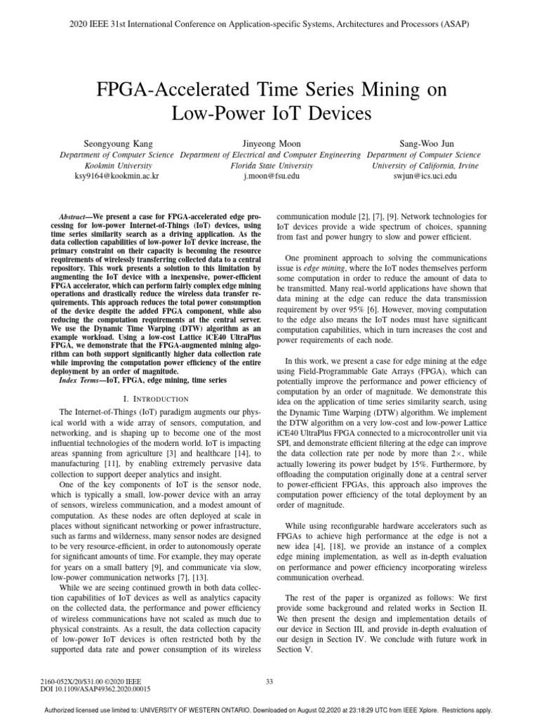 FPGA Edge Mining for IoT Time Series | PDF | Internet Of Things | Field ...