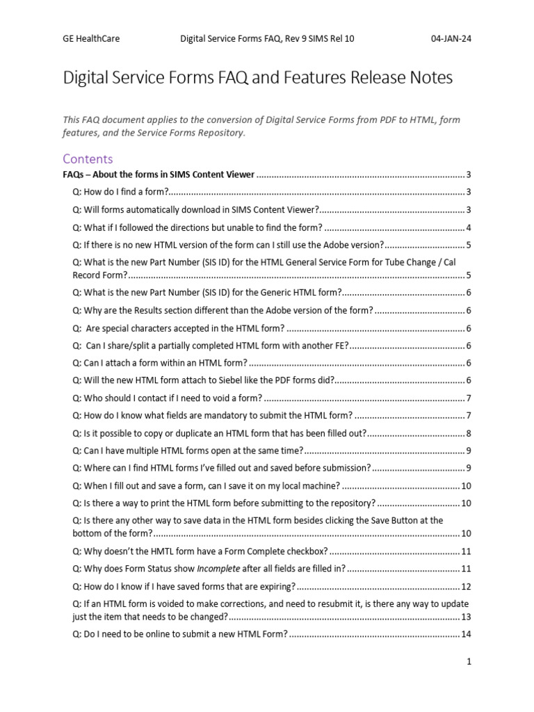 GE Healthcare Digital Forms FAQ Guide | PDF | Online And Offline | Html