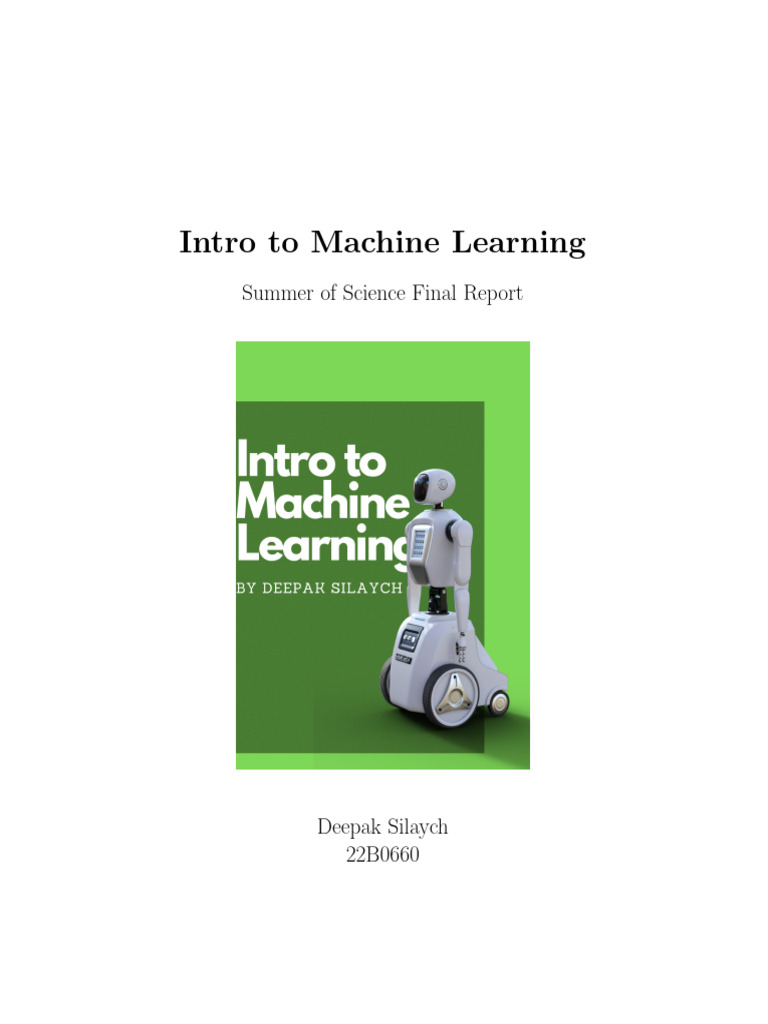 Summer of science report on intro to machine learning pdf machine