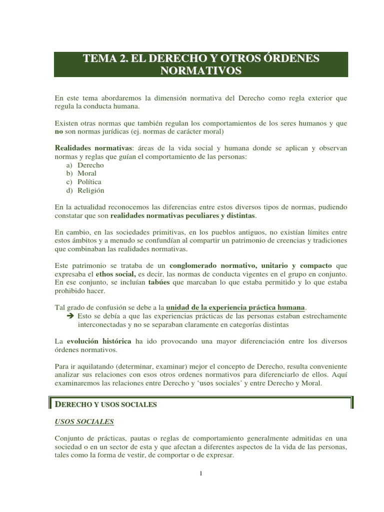 TEMA 2 Teoria Del Derecho Apuntes Completos | PDF | Moralidad | La Ley ...