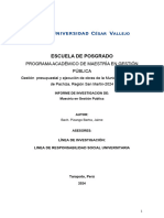 Gestión de Presupuestal y Ejecución de Obras de La Municipalidad Distrital de Pachiza, Región San Martin-2024