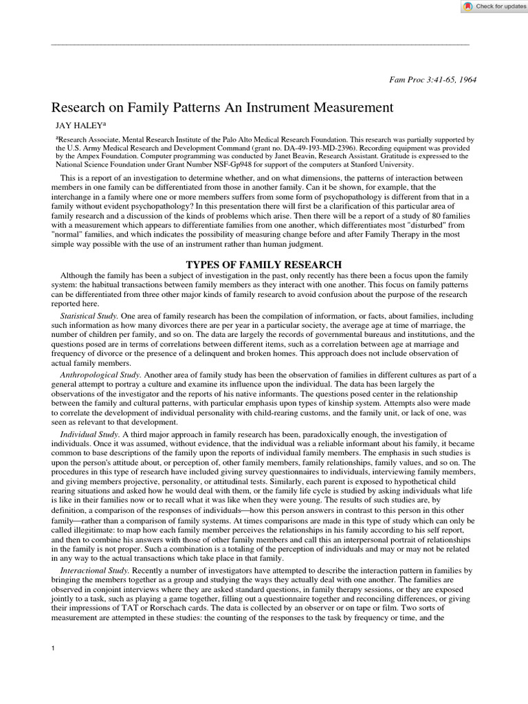 Family process march 1964 haley research on family patterns an