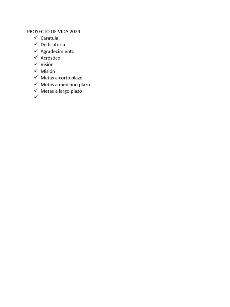 Proyecto de Vida 2024 | PDF