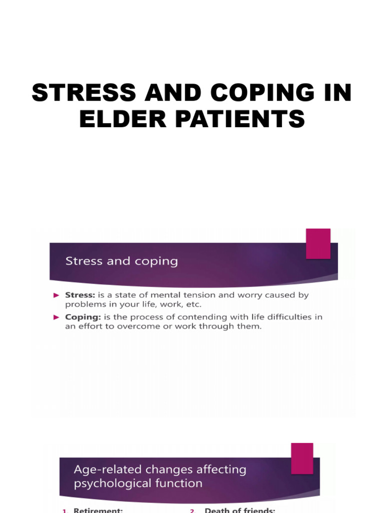 Stress and Coping in Elder Patients | PDF
