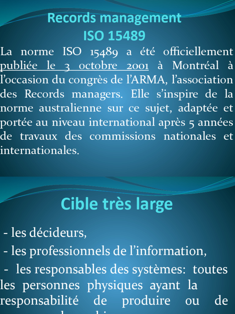 Guide sur le Records Management ISO 15489 | PDF | La gestion des ...