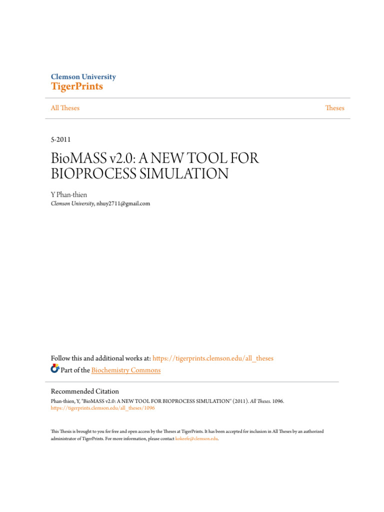 BioMASS v2.0 A NEW TOOL FOR BIOPROCESS SIMULATION PDF Microsoft Excel Enzyme