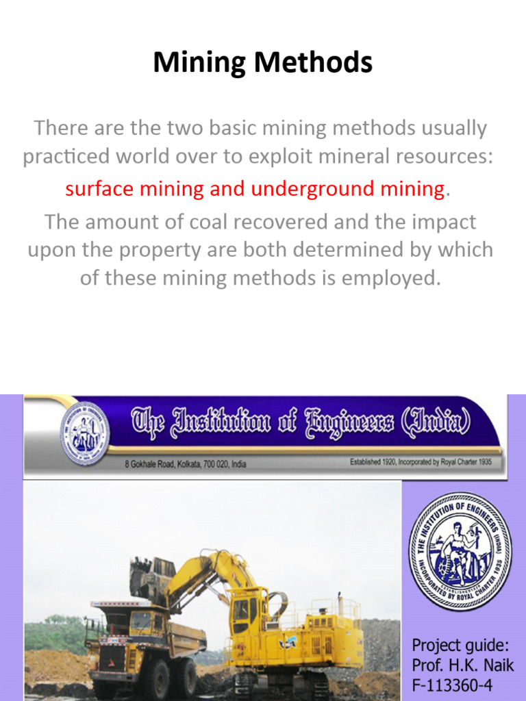 Open Cast vs. Underground Mining Methods | PDF | Coal Mining | Surface ...