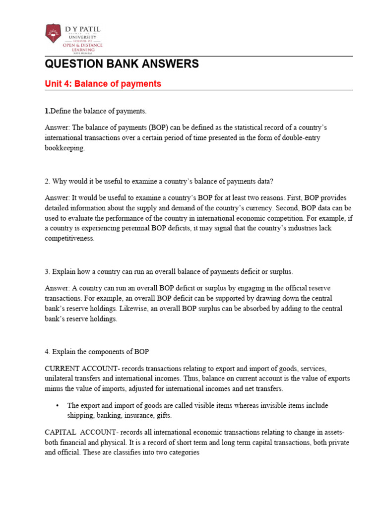 Balance of Payments Q&A Guide | PDF | Balance Of Payments | Exchange Rate