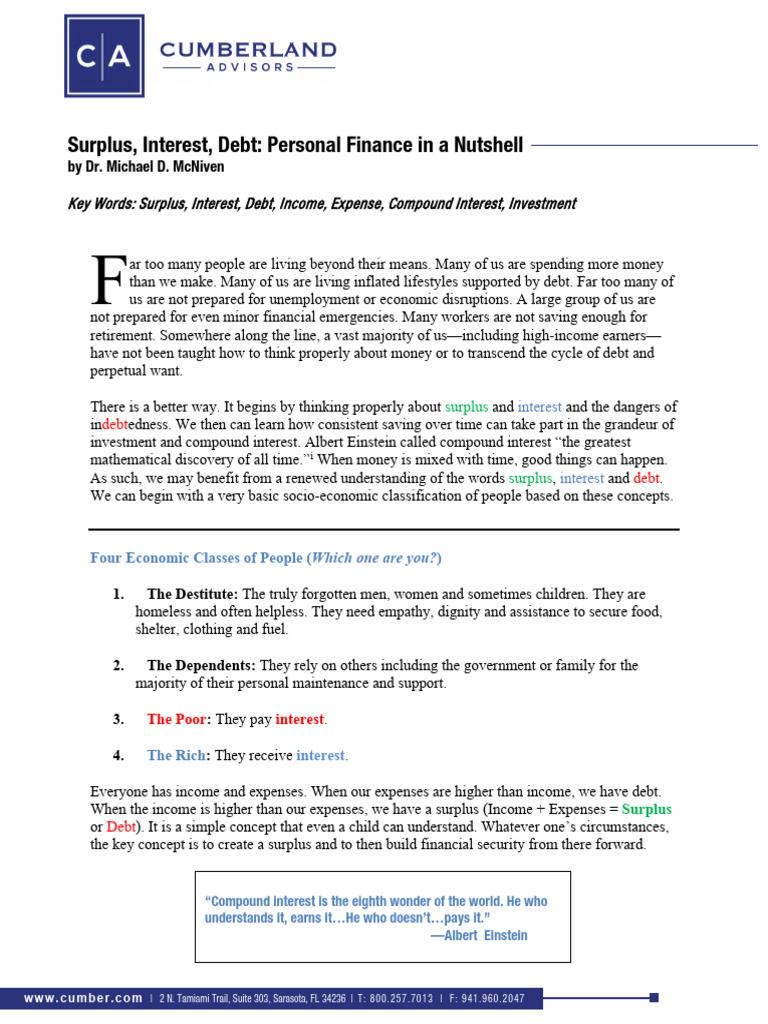 Surplus Interest Debt Personal Finance in A Nutshell | PDF | Interest ...