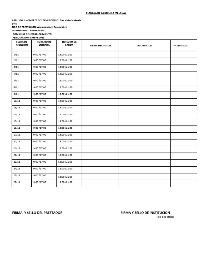 10 - Planilla de Asistencia | PDF