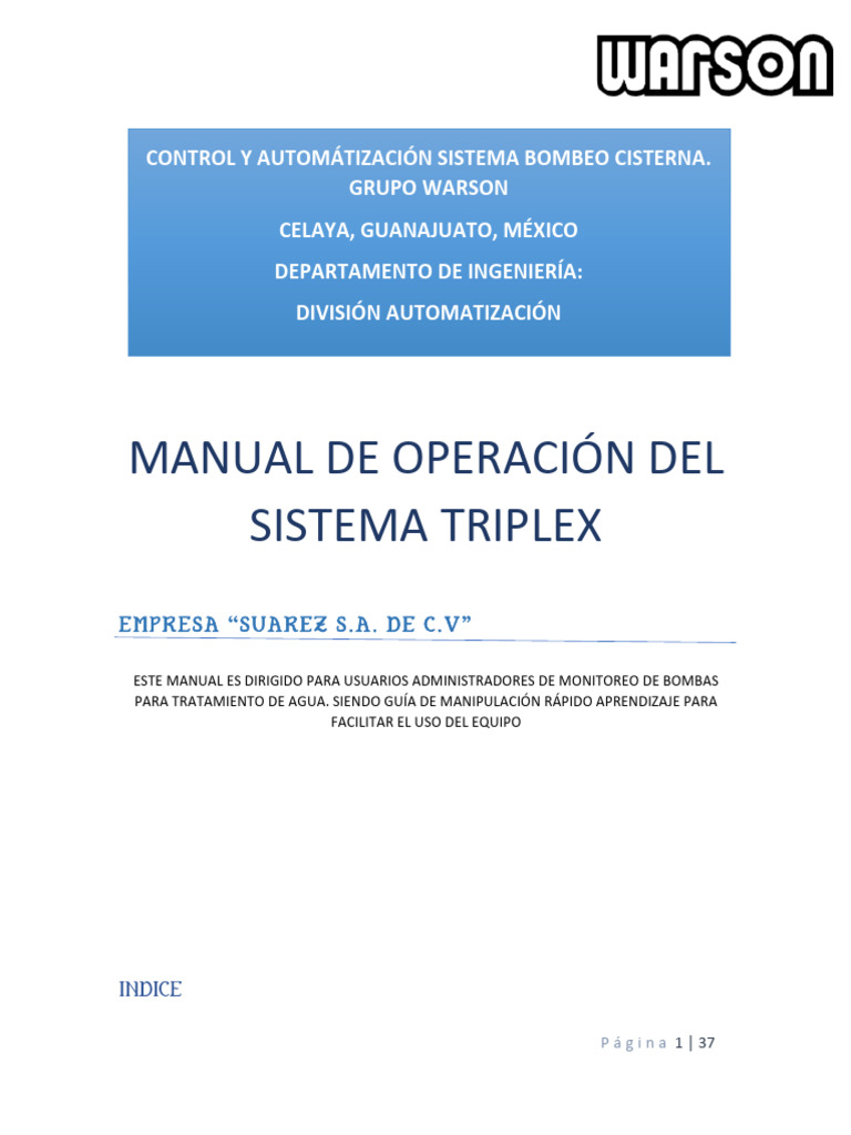 Manual de Operación Sistema Triplex | PDF | Energia electrica ...