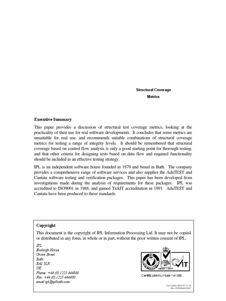 Structure Coverage Metrics | PDF | Software Testing | Boolean Data Type
