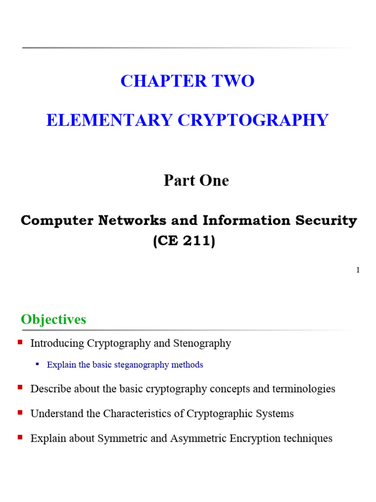 Chapter Two Part One | PDF | Cryptography | Key (Cryptography)