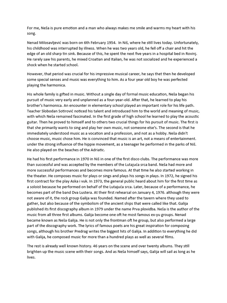 Neša Galija Sastav Na Engleskom PDF