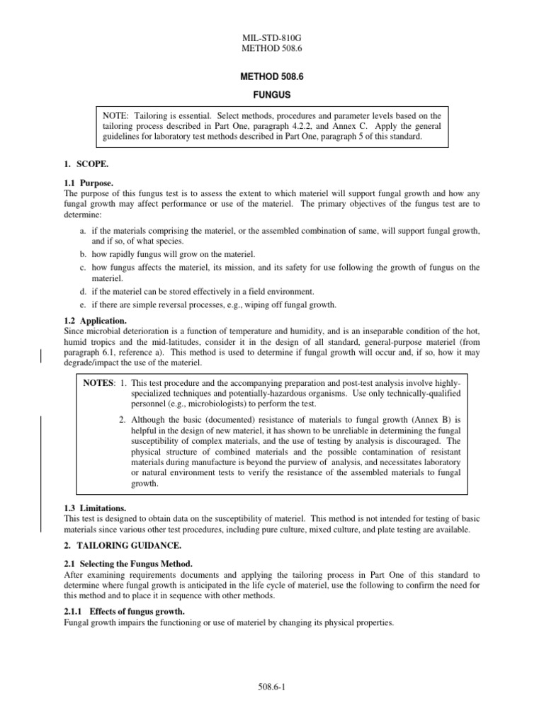 MIL-STD-810G Method 508.6: Fungal Testing | PDF | Fungus | Humidity