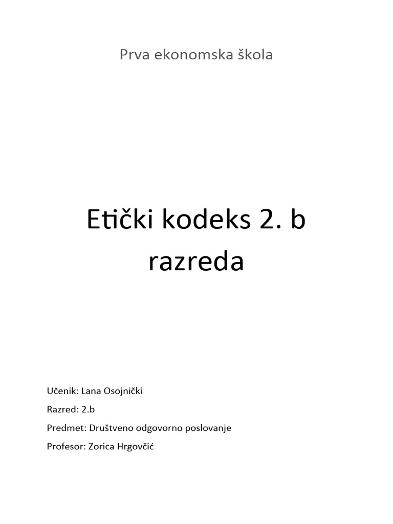 Etički Kodeks | PDF